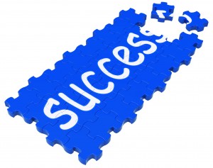 Success Puzzle Shows Accomplishment And Successful Business
